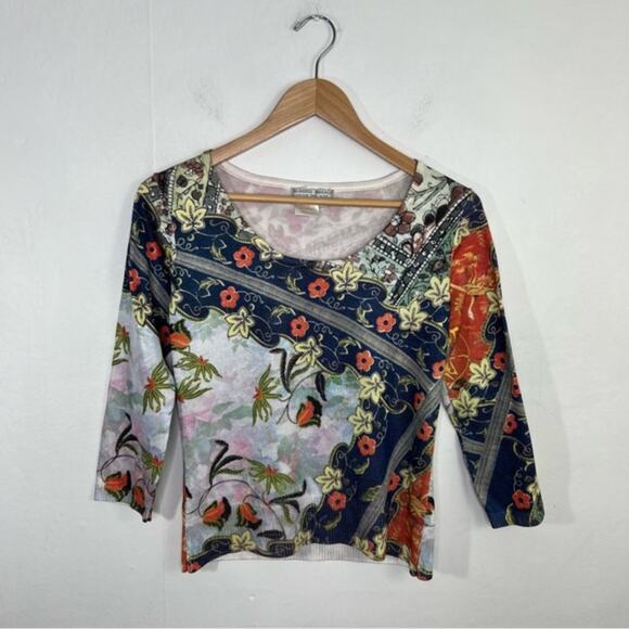 Alberto Malaki Floral Abstract Crew Neck Sweater Top Size Medium - Picture 1 of 9